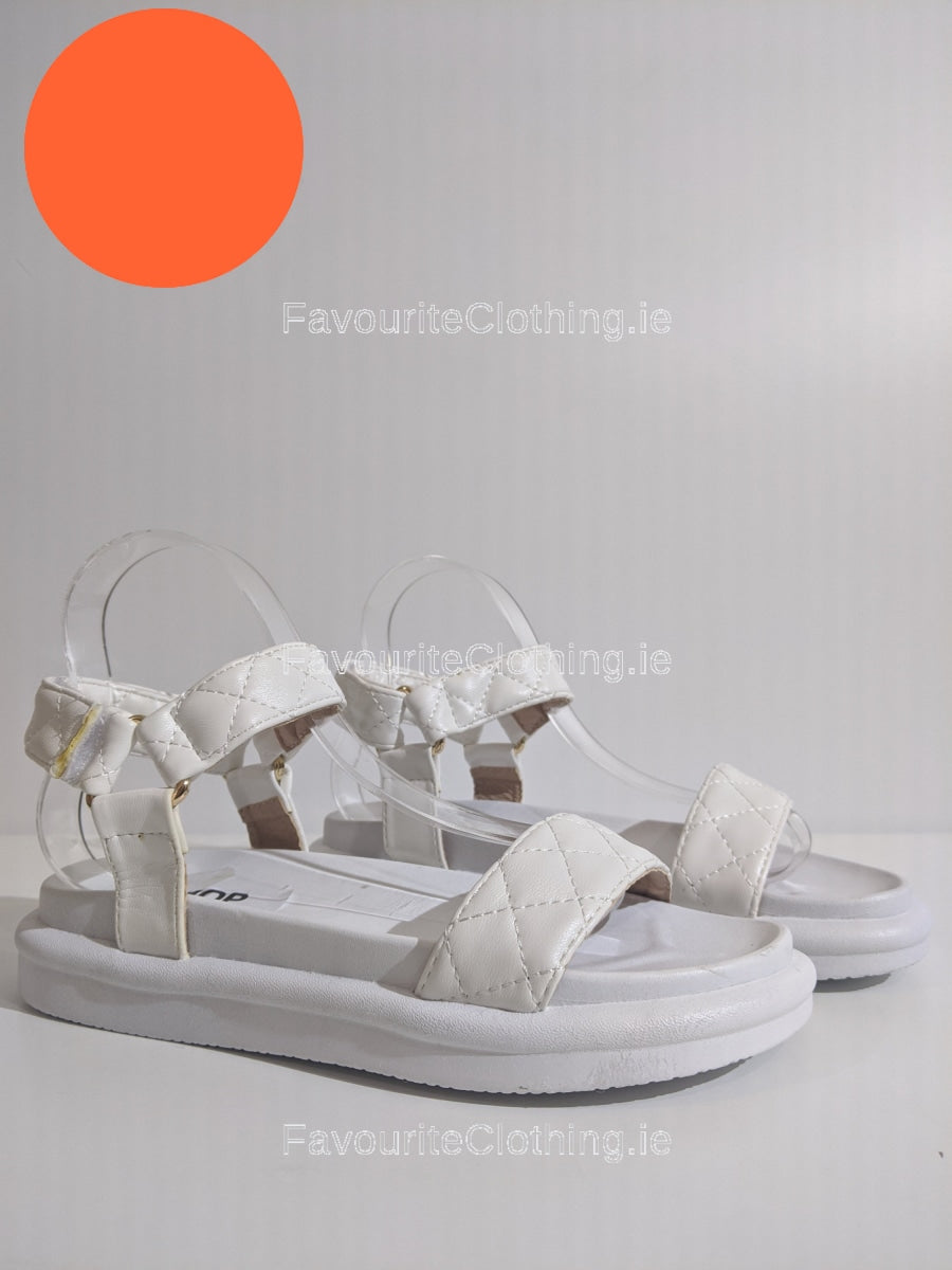 White sandals with hot sale velcro fastening