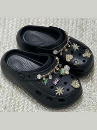 Black Multi Charm Chunky Clogs