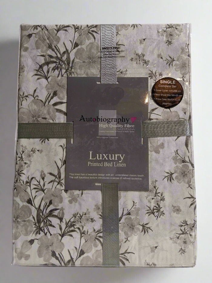 Cream Floral Print Luxury Microfibre Single Complete Duvet Cover Set