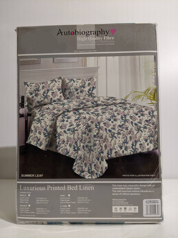 Cream & Teal Floral Print Luxury Microfibre King Complete Duvet Cover Set