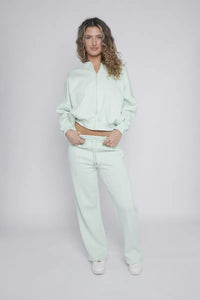 Mint Bomber Style Jacket & Wide Leg Bottoms Co-ord Loungewear Set