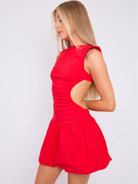 Red Cut Out Detail Puffball Balloon Dress