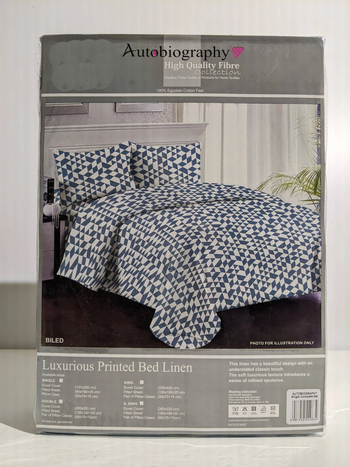 Teal Geometric Pattern Luxury Microfibre Single Complete Duvet Cover Set