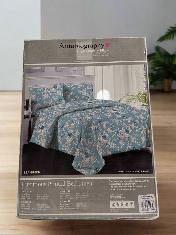 Turquoise Floral Print Luxury Microfibre King Complete Duvet Cover Set