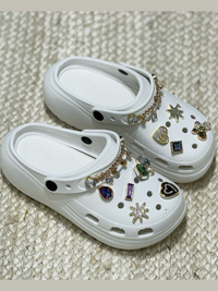 White Multi Charm Chunky Clogs