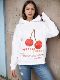 White Perfect Cherry Graphic Print Hoodie