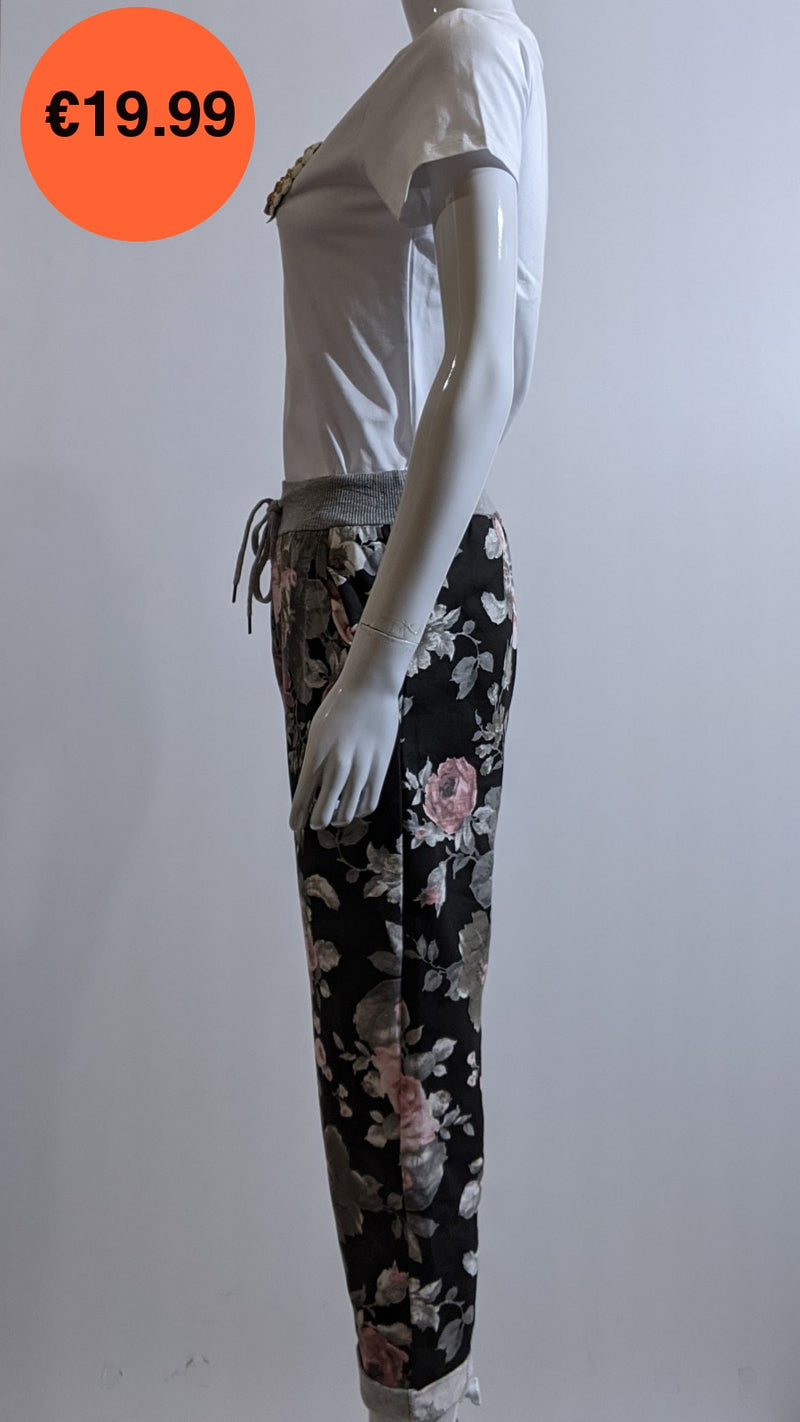 Black Floral Print Trouser