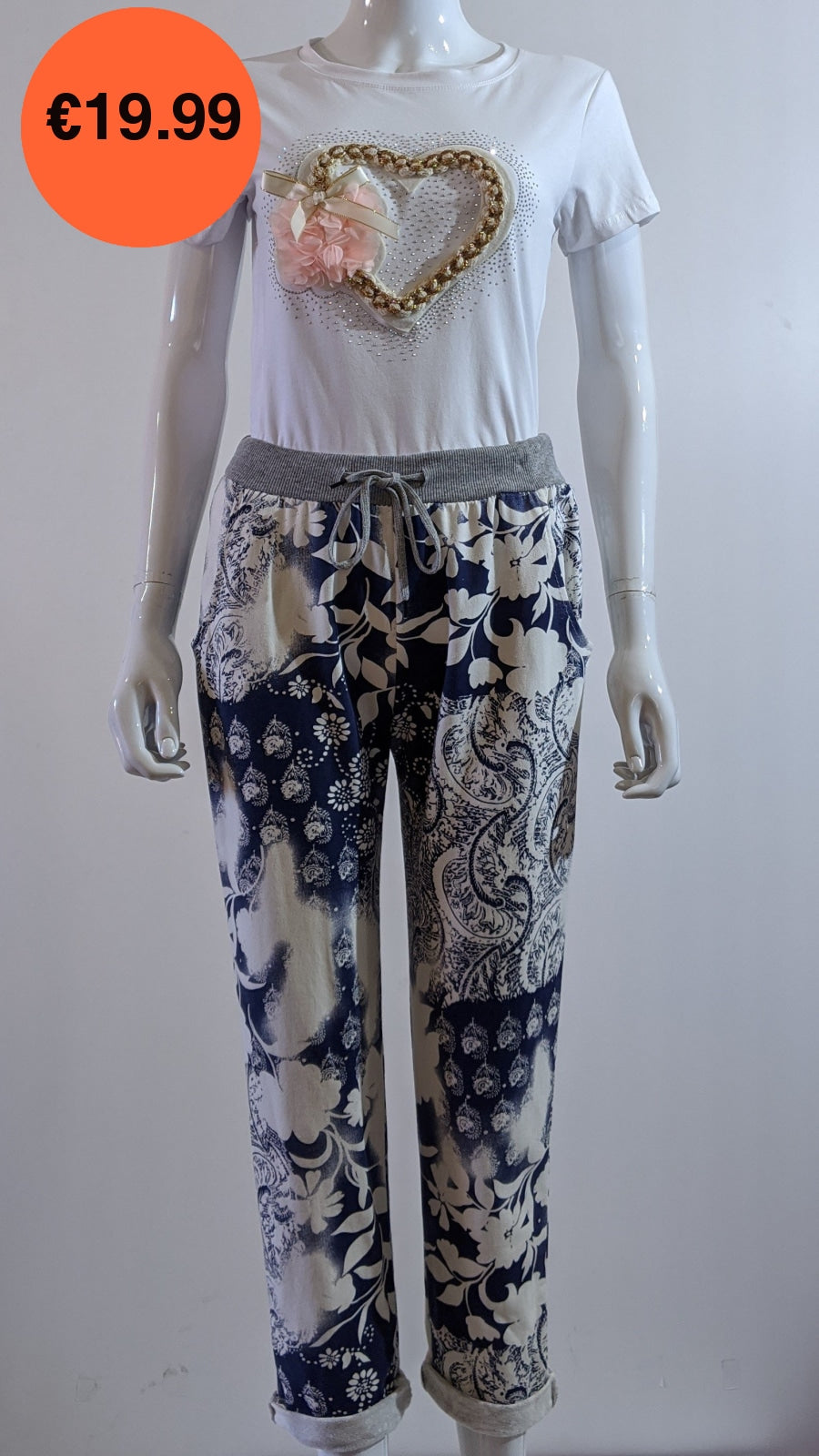 Blue Floral Print Trouser