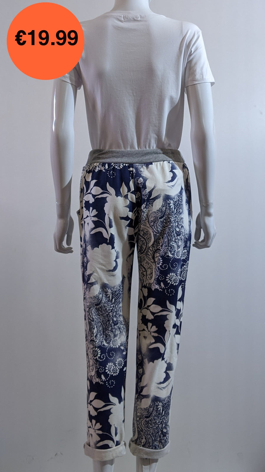 Blue Floral Print Trouser