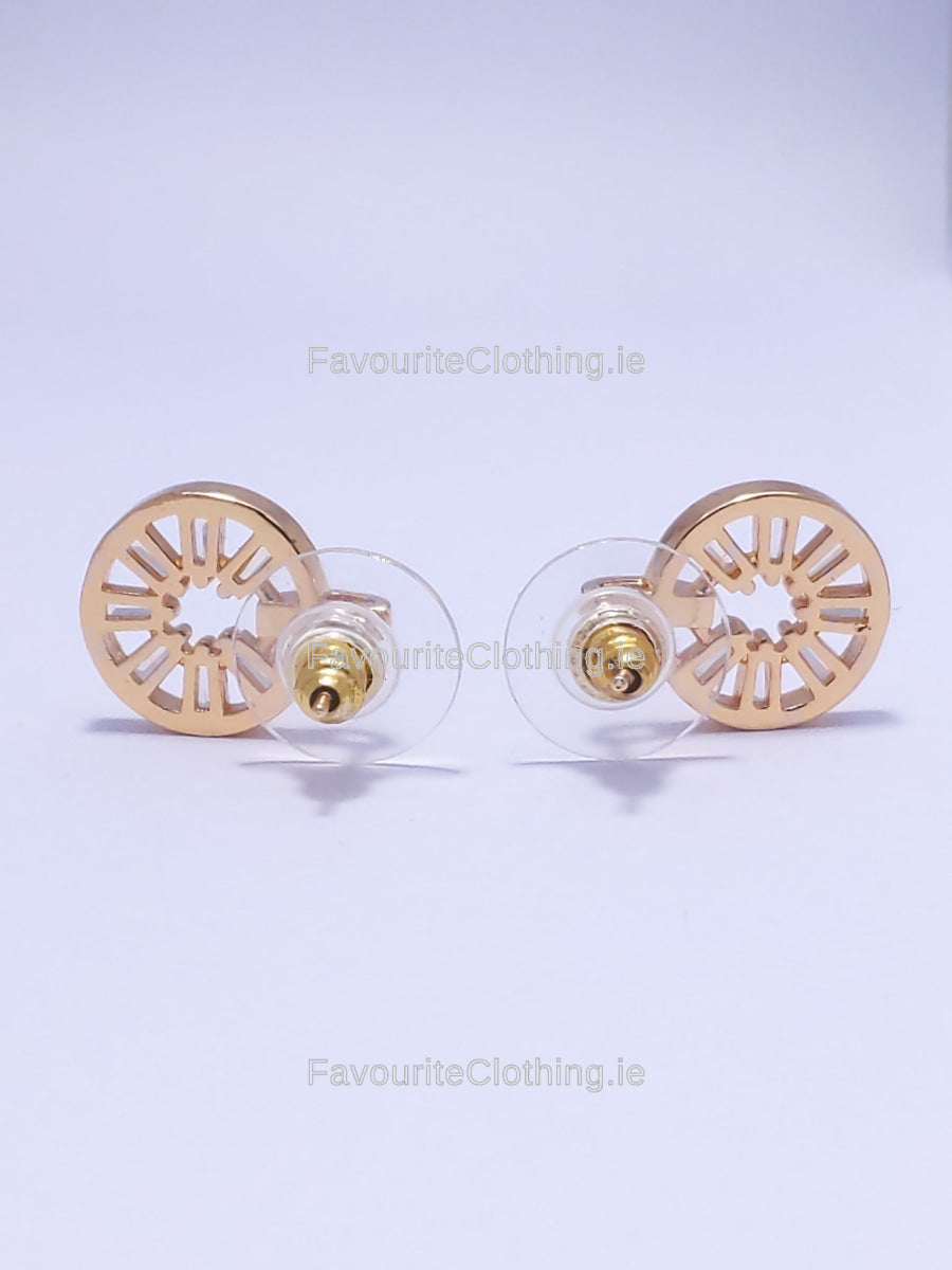 Gold Circle Stud Earrings