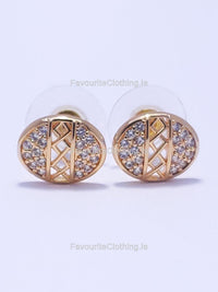 Gold Diamond Detail Stud Earrings