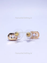 Gold Diamond Oval Stud Earrings