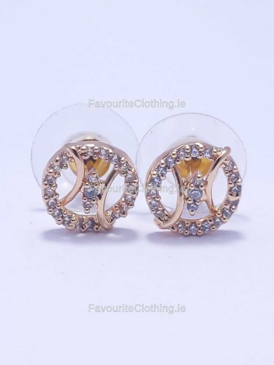 Gold Diamond Shape Stud Earrings