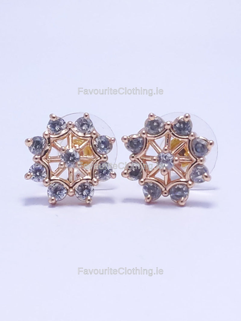 Gold Diamond Star Stud Earrings