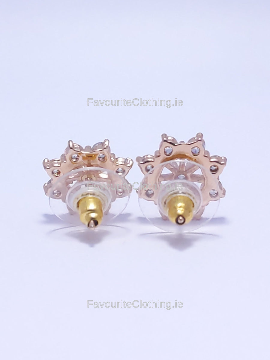 Gold Diamond Star Stud Earrings