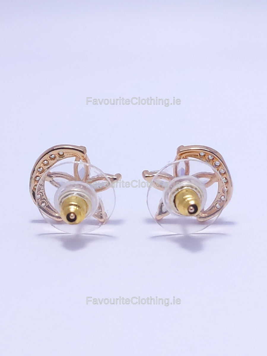 Gold Star Stud Diamond Earrings