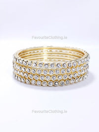 Gold Tone Diamond Detail Slim Tennis Bracelet