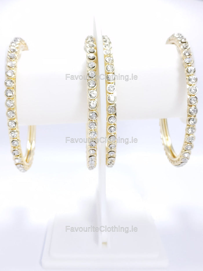 Gold Tone Diamond Detail Slim Tennis Bracelet