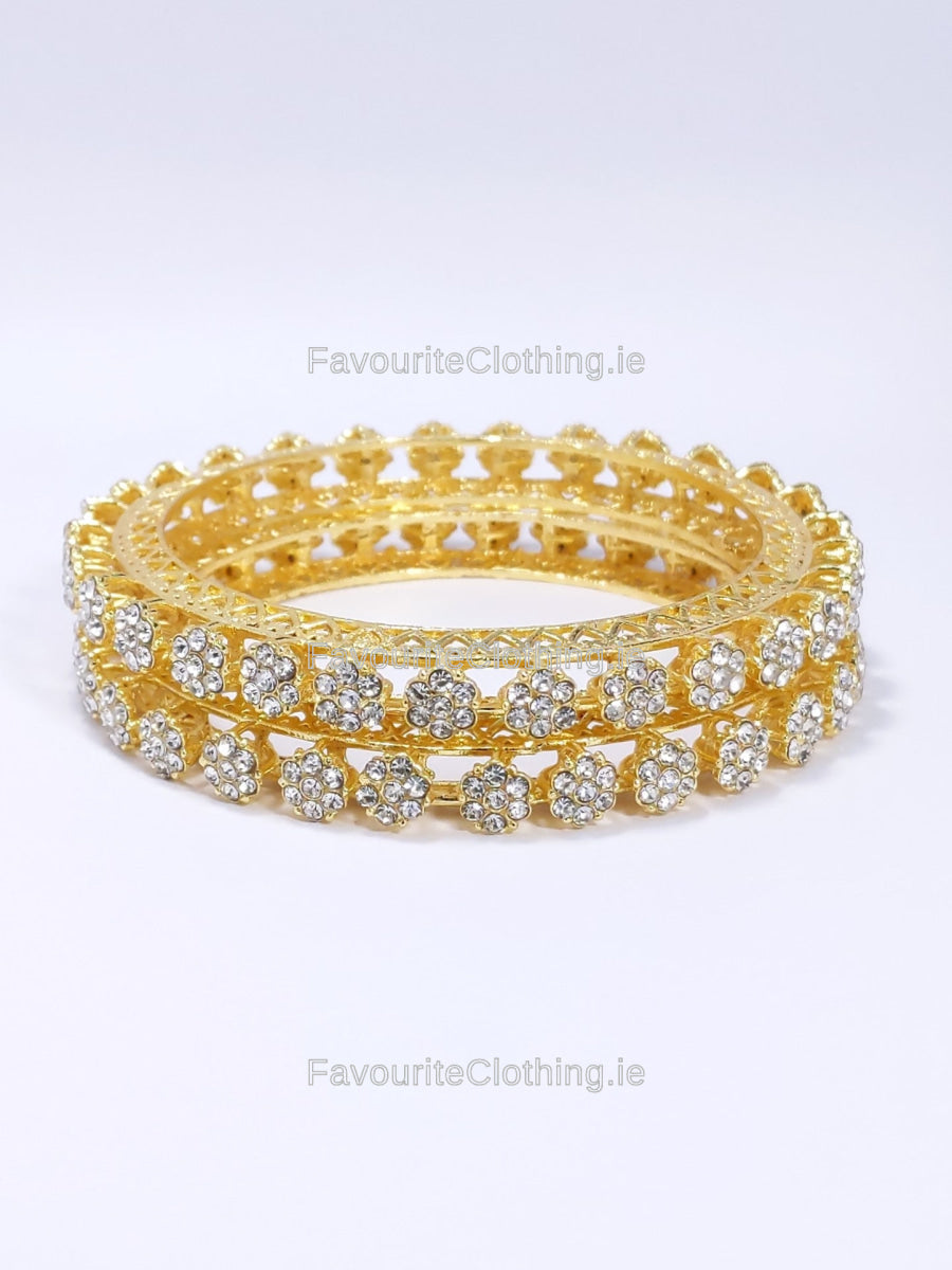 Gold Tone Diamond Detail Tennis Bracelets