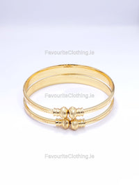 Gold Tone Engraved Detail Bangle Bracelet Set