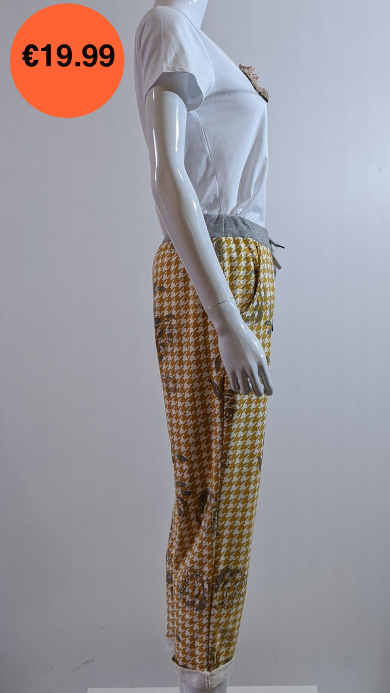 Mustard Printed Trouser