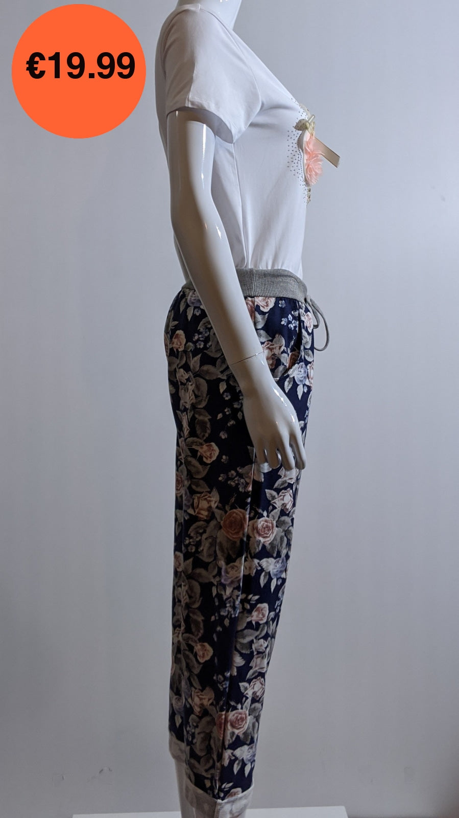 Navy Floral Print Trouser