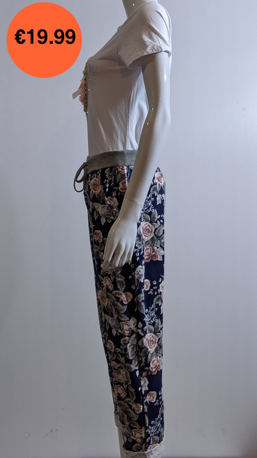 Navy Floral Print Trouser