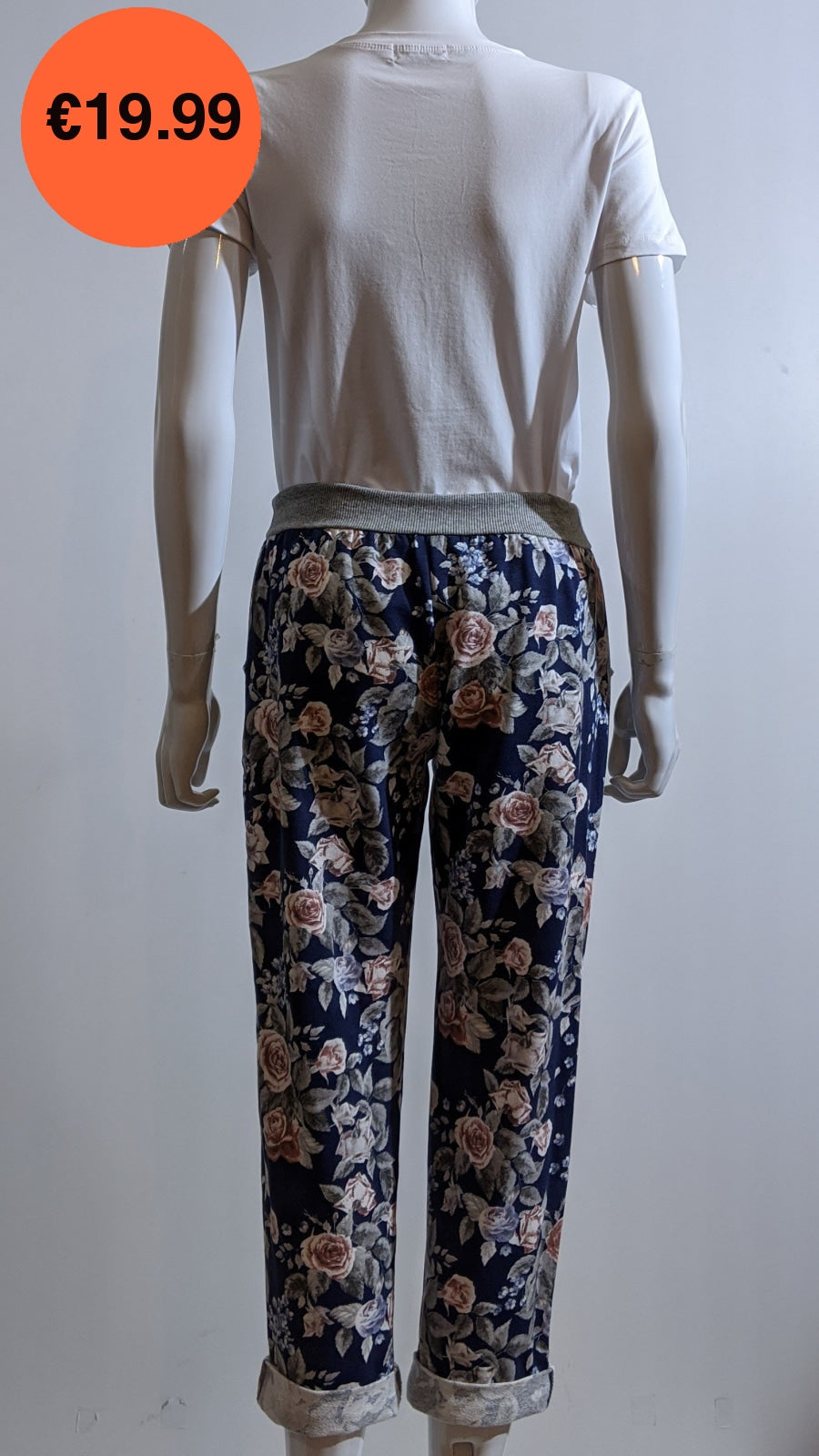 Navy Floral Print Trouser