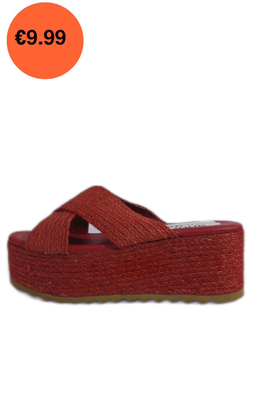 Red Jute Platform Crossover Mule Sandals