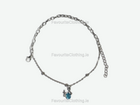 Silver Blue Design Charm Link Bracelet