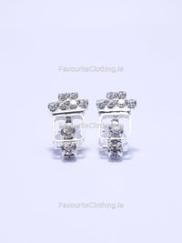 Silver Diamond Clip On Stud Earrings