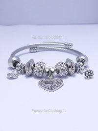 Silver Heart Multi Charm Bracelet