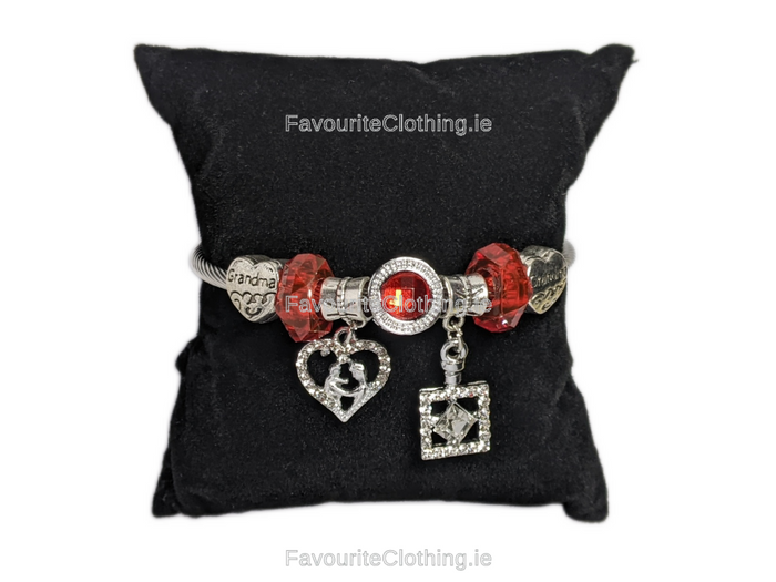 Silver Red Jewel Grandma Multi Charm Bracelet