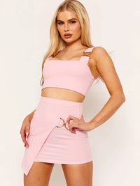 Baby Pink Top & Skirt Buckle Co-Ord Set