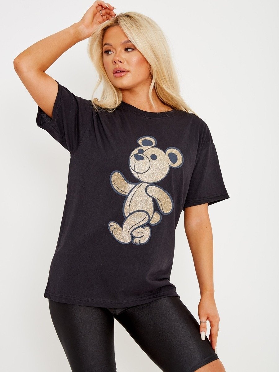 Black Gold Detail Teddy T-Shirt