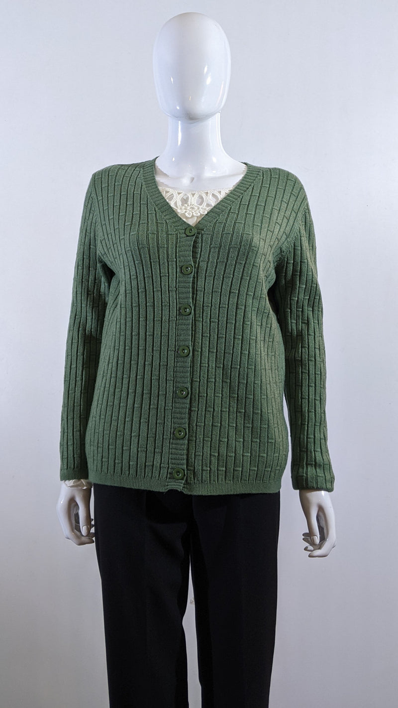 Khaki Green Soft Touch V-Neck Button Cardigan