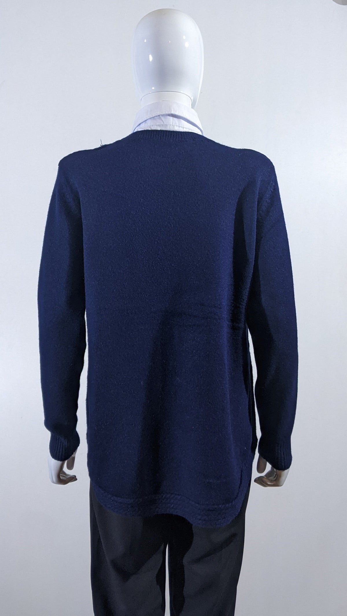 Navy Ribbed Soft Touch Jumper with Shirt Collar