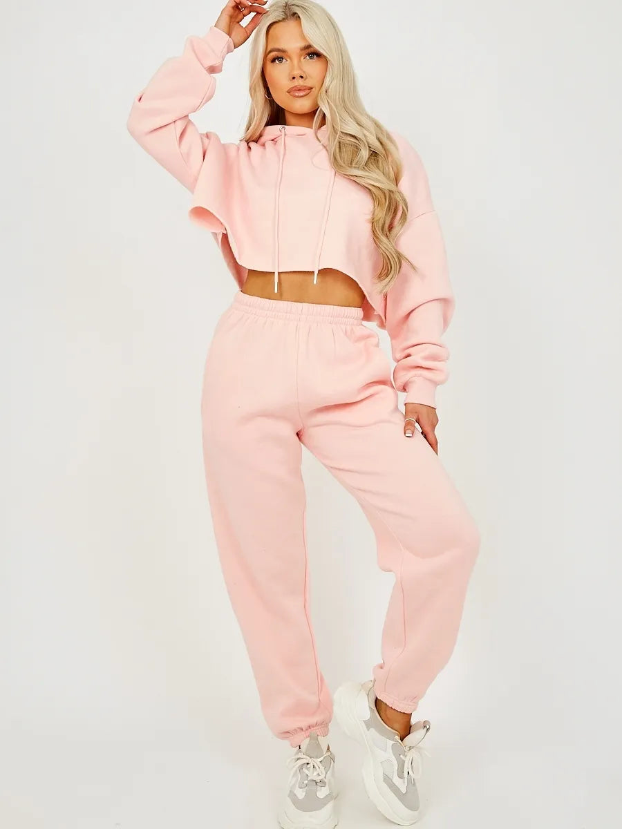 Cropped jumper and jogger set hot sale