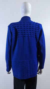 Royal Blue Scallop Edge to Edge Open Cardigan