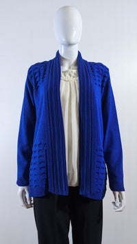 Royal Blue Scallop Edge to Edge Open Cardigan