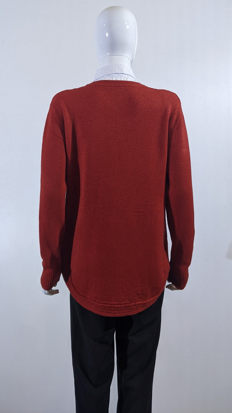 Rust Ribbed Soft Touch Jumper with Shirt Collar