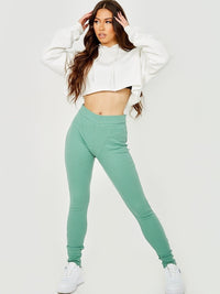 Green High Waist Ribbed Legging