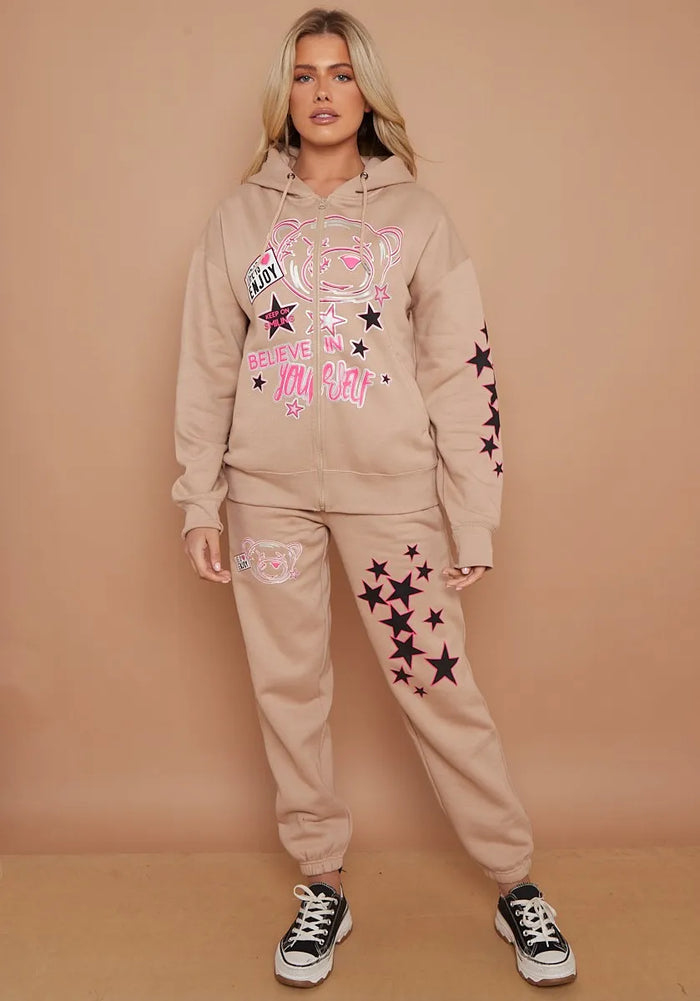 Stone French Riviera Hoodie & Jogger Loungewear Co-Ord Set –