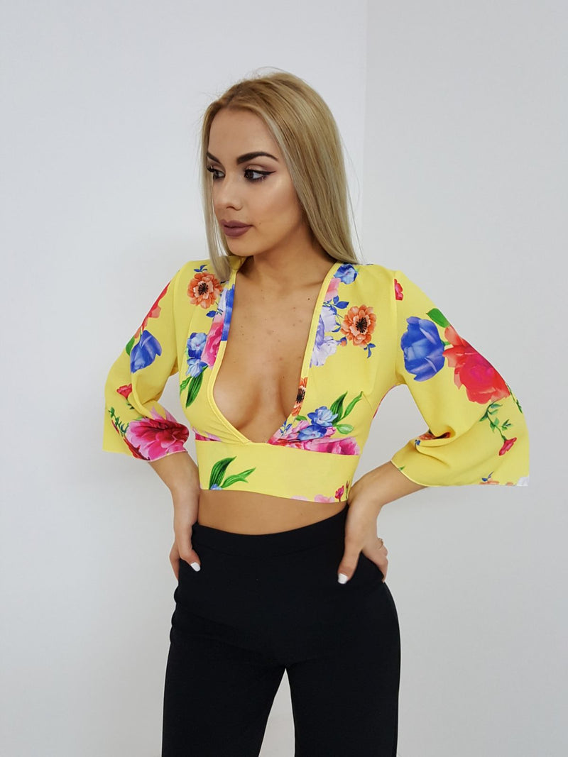 Yellow Flower Crop Top