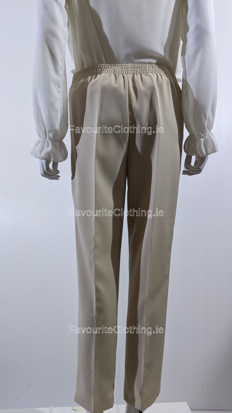 Beige Comfortable Elasticated Trouser