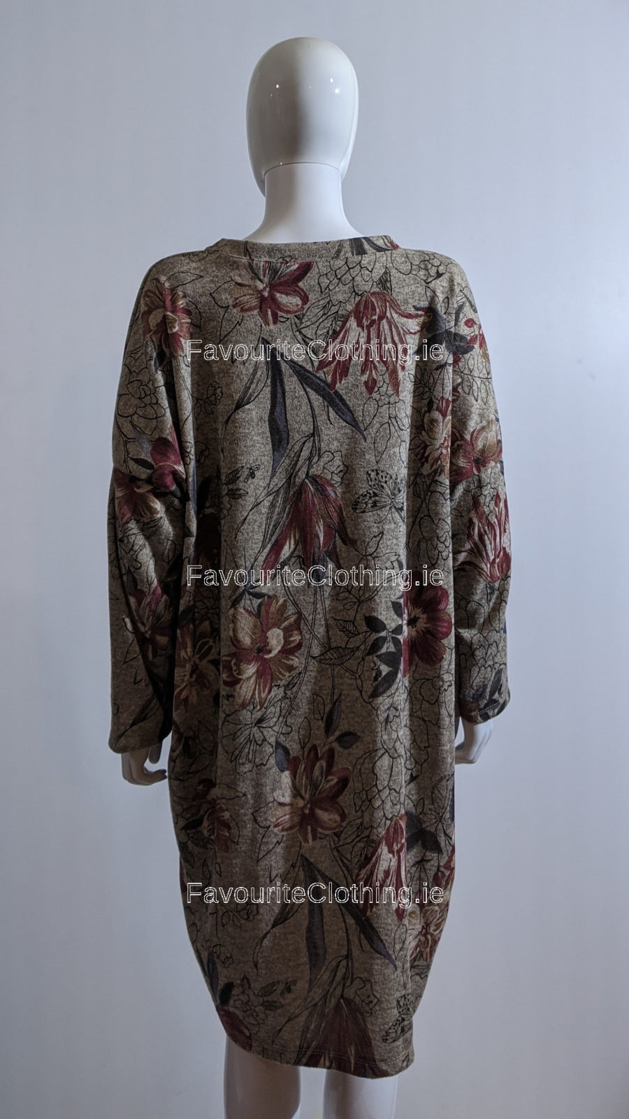 Beige Floral Pattern Warm Dress