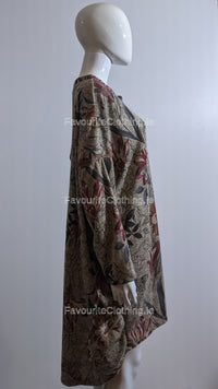 Beige Floral Pattern Warm Dress