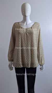 Beige Lace Design Top