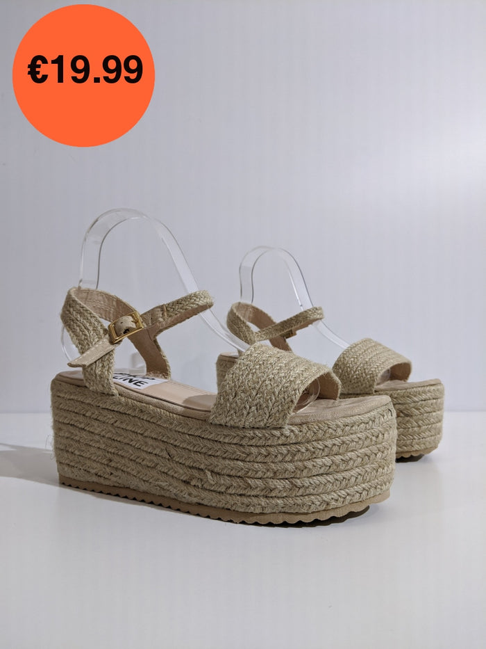 Beige Platform Braided Espadrille Sandals