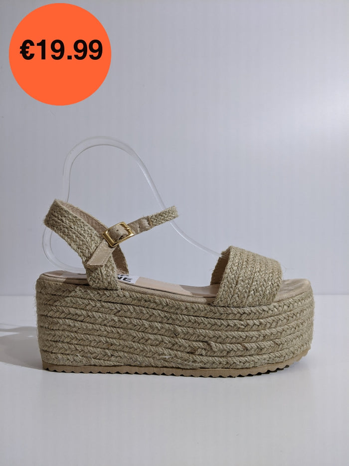 Beige Platform Braided Espadrille Sandals